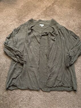 Umgee Olive Green Lightweight Open-Front Cardigan